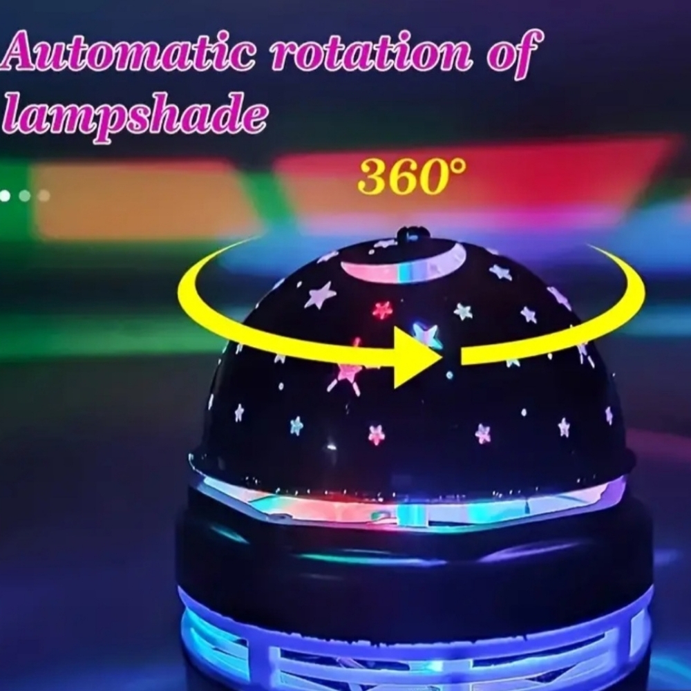 USB Moon & Stars Night Light w/ Auto-Rotating Projector, Touch Control - Picture 4 of 12